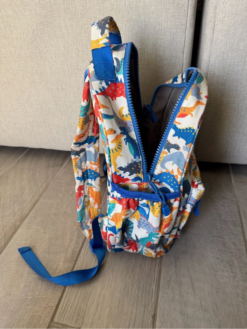 Crate&Barrel Kids Dinosaur Backpack - Blue, Red, Yellow, Green, Orange